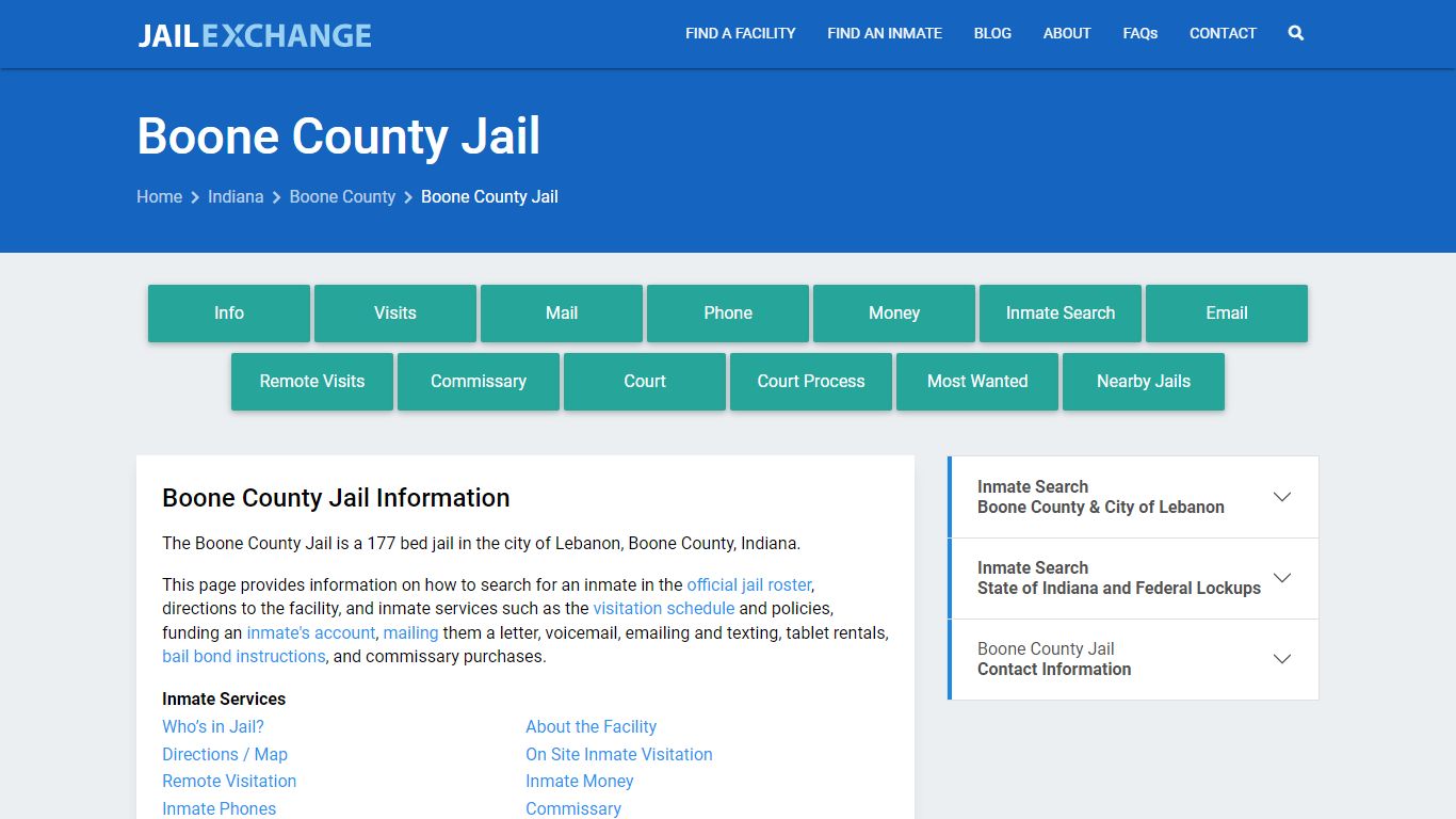 Boone County Jail, IN Inmate Search, Information